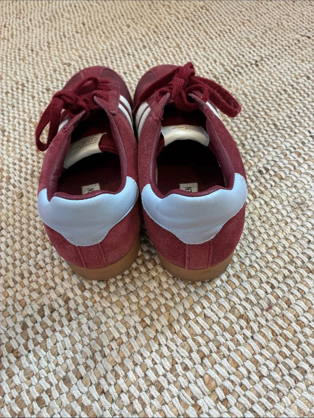 Size 10 Steve Madden Women's Burgundy Sneakers with White Stripes
